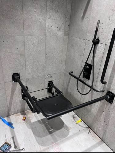 Commercial accessible shower seat and grab rails