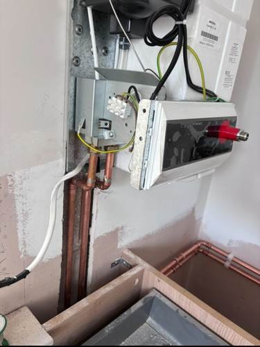 Boiler control panel with copper pipework