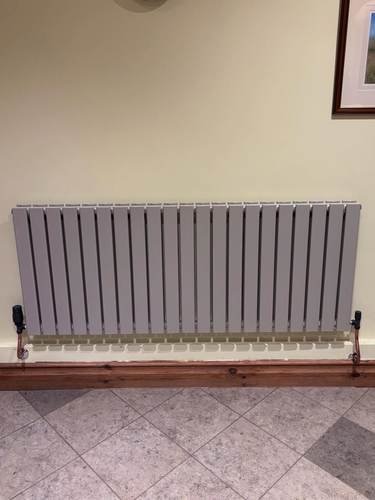 Horizontal designer radiator installed
