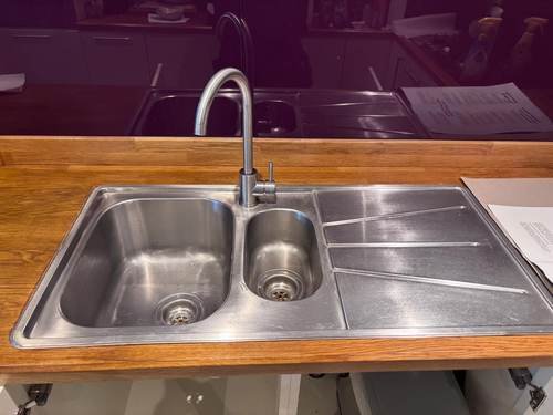 Stainless steel double-bowl kitchen sink